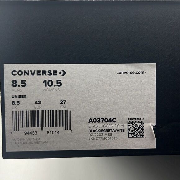 Converse Chuck Taylor All Star Leather Lugged 2.0 Black Sneakers Men 8.5 | W10.5 - Picture 6 of 11